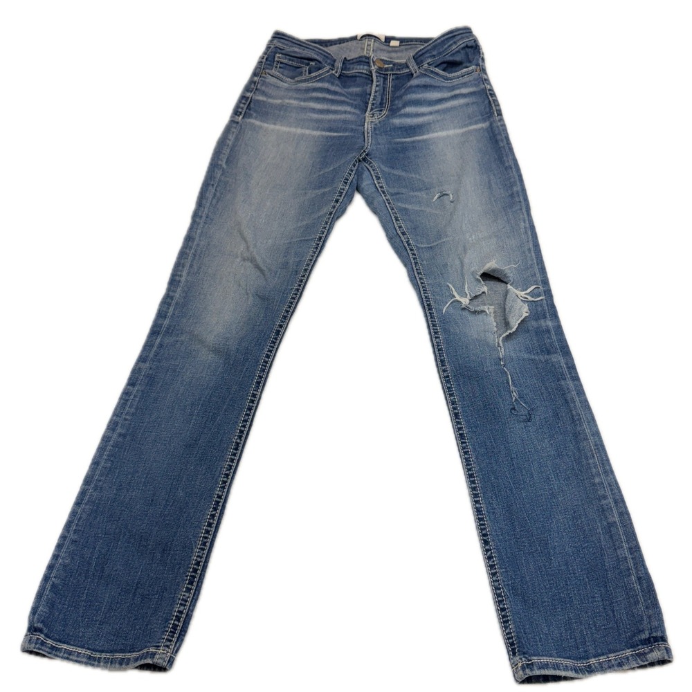 BKE Jeans Womens 29R Blue Payton Straight Denim Distressed Y2K Western - Picture 2 of 10